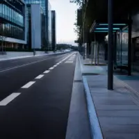Une voie de bus signalée au sol, avec une ligne large et une chaussée dégagée